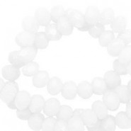 Faceted glass beads 3x2mm disc Soft white-pearl shine coating
